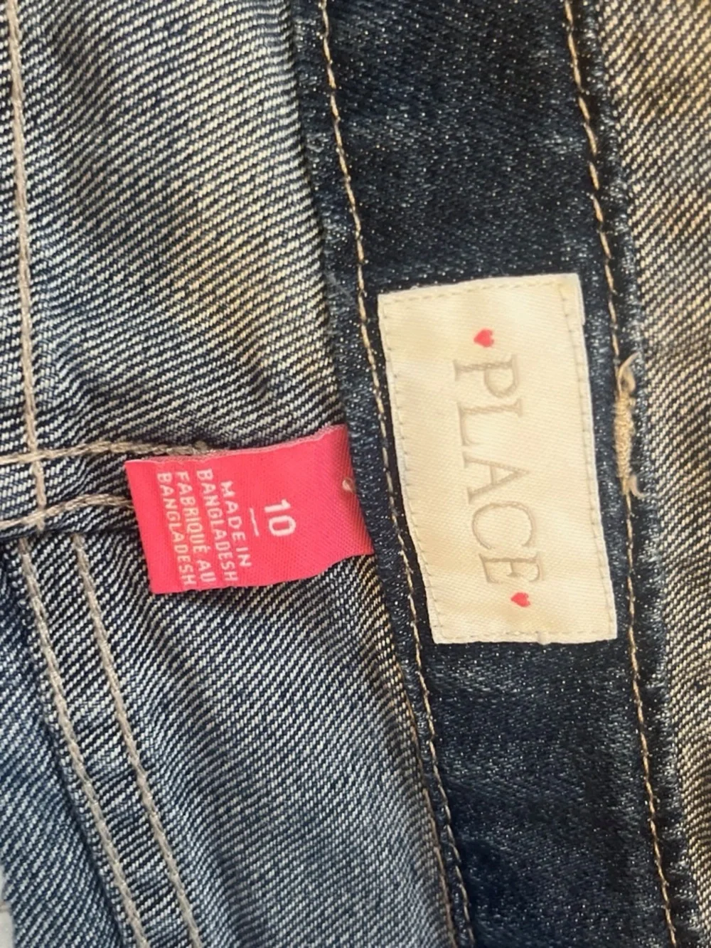 The Children's Place Dark Blue Denim Overalls with Pink Tag